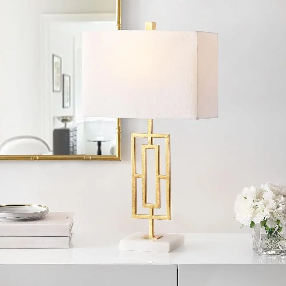 Gold Iron 26-inch LED Table Lamp Set for Bedroom, Living Room, and Office (2 Lamps, Bulbs Included)