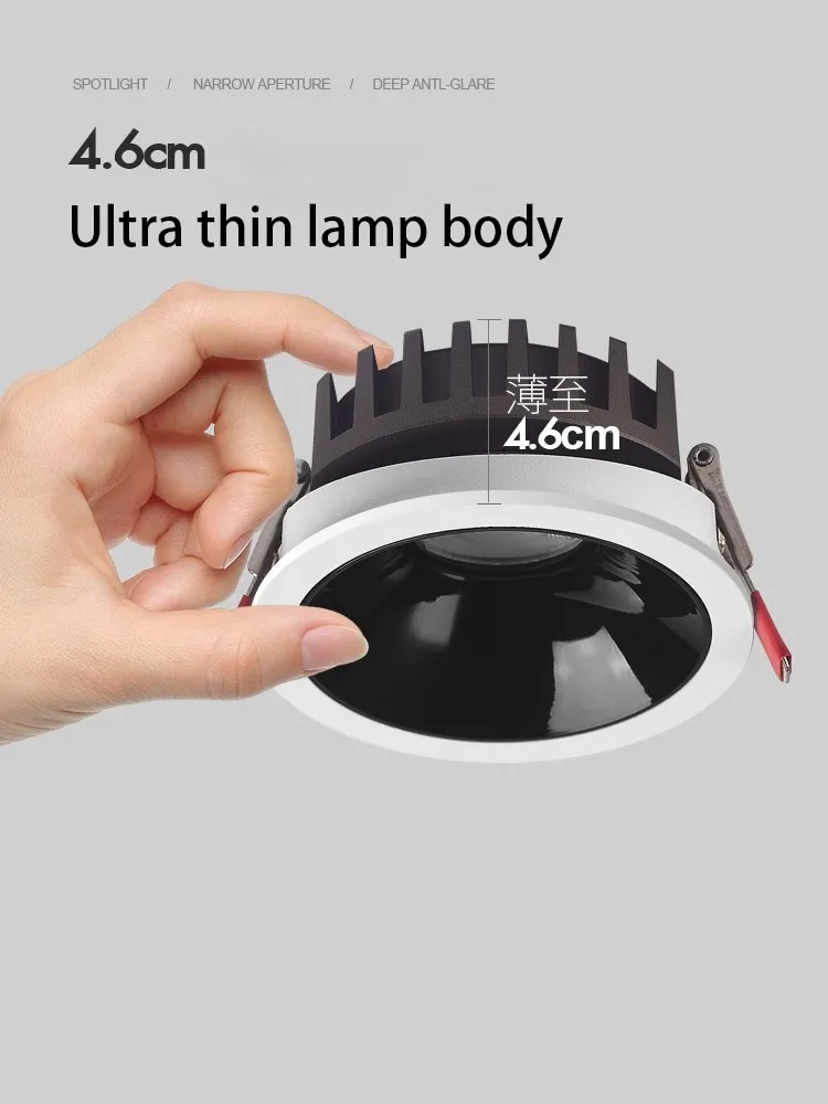 LED Spotlights Ultra Thin Anti Glare Spot Light Recessed Round Ceiling Lamp Adjustable Angle Lights 5W 7W 12W COB Foco For Home