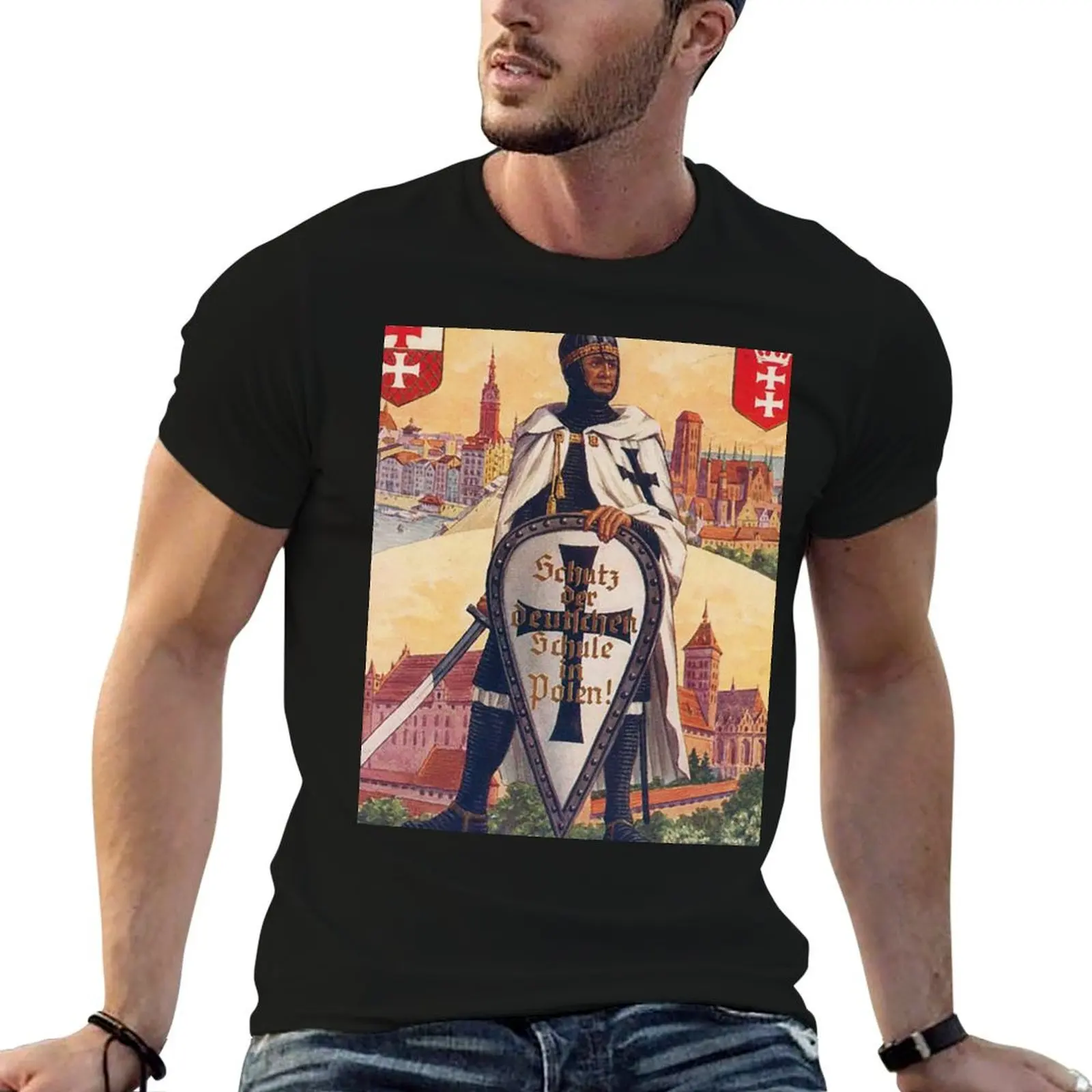 Danzig, Elbing, Marienburg..Teutonic Knight T-Shirt Minimalist Plain Crew Neck T-Shirt