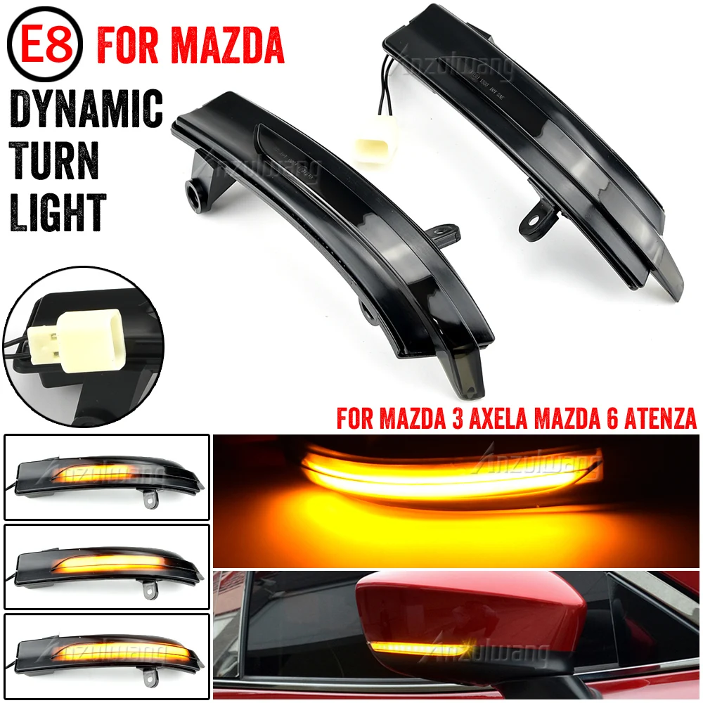 

2pcs For Mazda 3 6 Axela Atenza Grand Touring LED Dynamic Turn Signal Light Side Mirror Sequential Blinker Indicator Lamp
