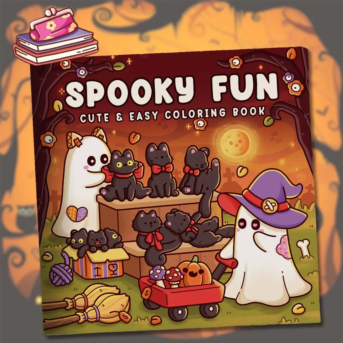 Un cálido libro para colorear con patrones artísticos de Halloween, perfecto para adornos de otoño, Navidad, Halloween y regalos de regreso a la escuela.