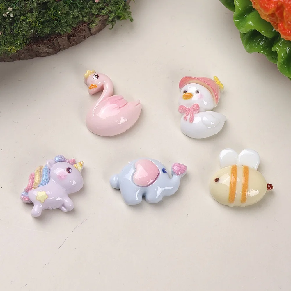 10pcs Mini Kawaii Cute Elephant Bee Flat Back Cabochons Scrapbook Diy  Party Hairpin Accessories Home Decoration Craft