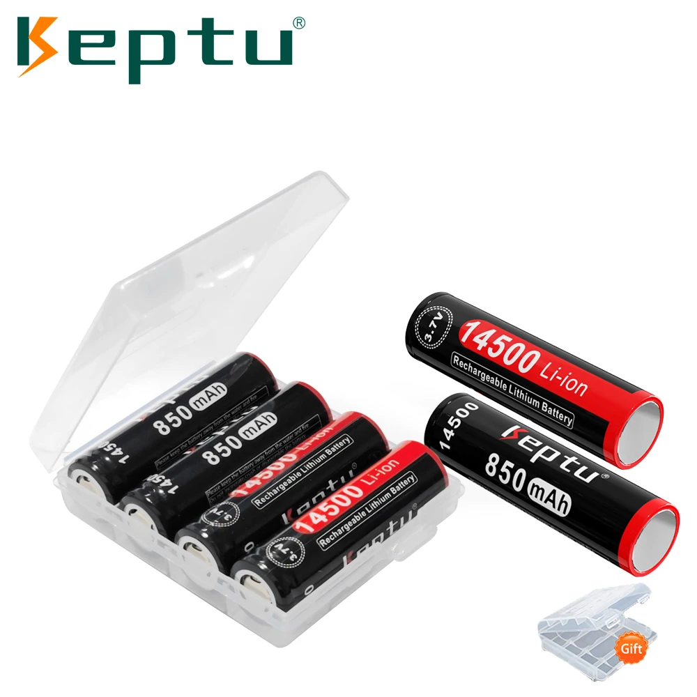 KEPTU 14500 battery 3.7V AA 14500 850mAh real capacity li-ion 14500 battery for electric toothbrush, razor, barber battery
