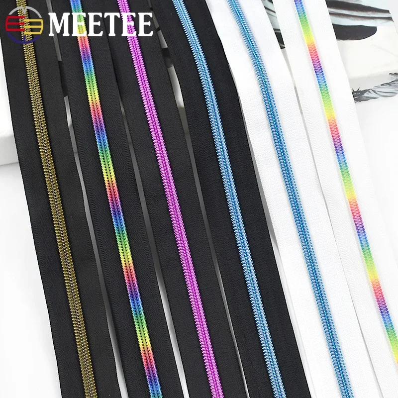 

Meetee 4/10M 5# Nylon Zippers By The Meter Clothing Bag Decorative Zipper Closures Coil Zips Repair Kit DIY Sewing Accessories