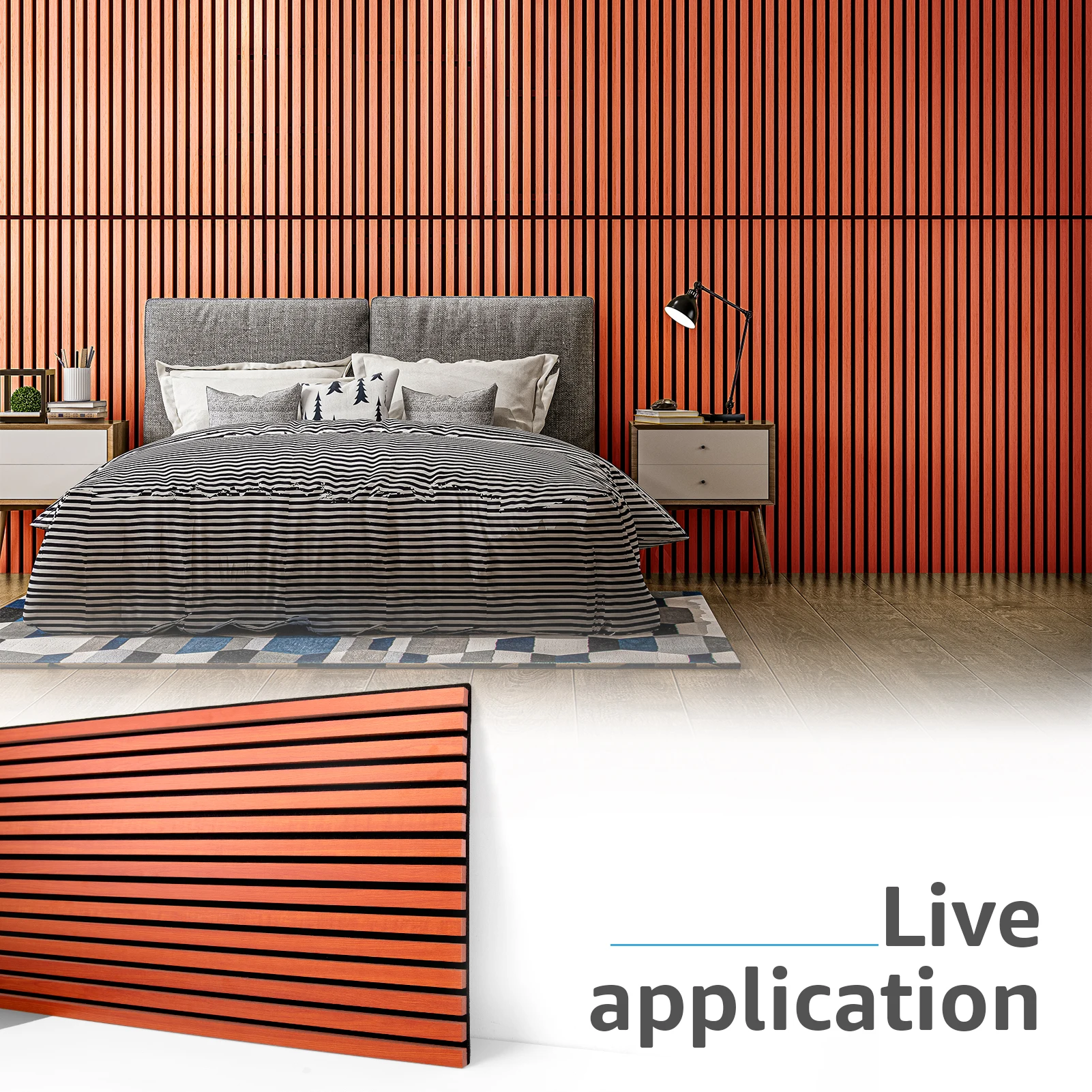 Art3d Akustikplatten mit 4 Holzlatten für Wand und Decke – 3D-gecannelte schallabsorbierende Platte mit Holzoberfläche