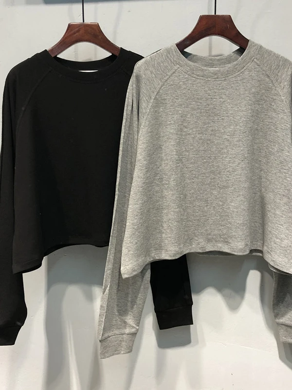 قميص بأكمام قصيرة وطويلة بأسلوب الأميرات حلو وجريء، ملابس داخلية فضفاضة وملابس خارجية، قمة الخريفية من ألياف الخيزران العضوية...