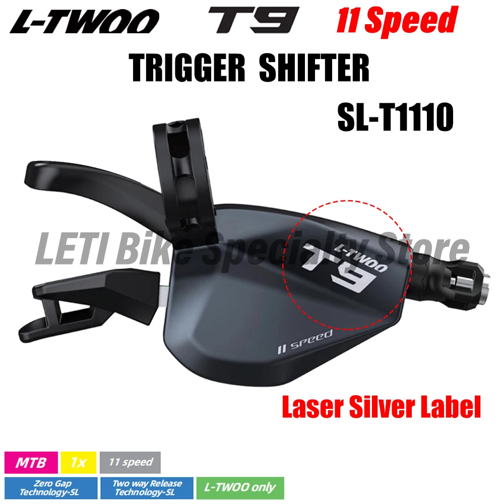 LTWOO T9 1x11 Speed Two way Release Composite Plastic Shifter + Stabilize Damping Steel Rear Derailleur 11s Cage length 83mm Mou