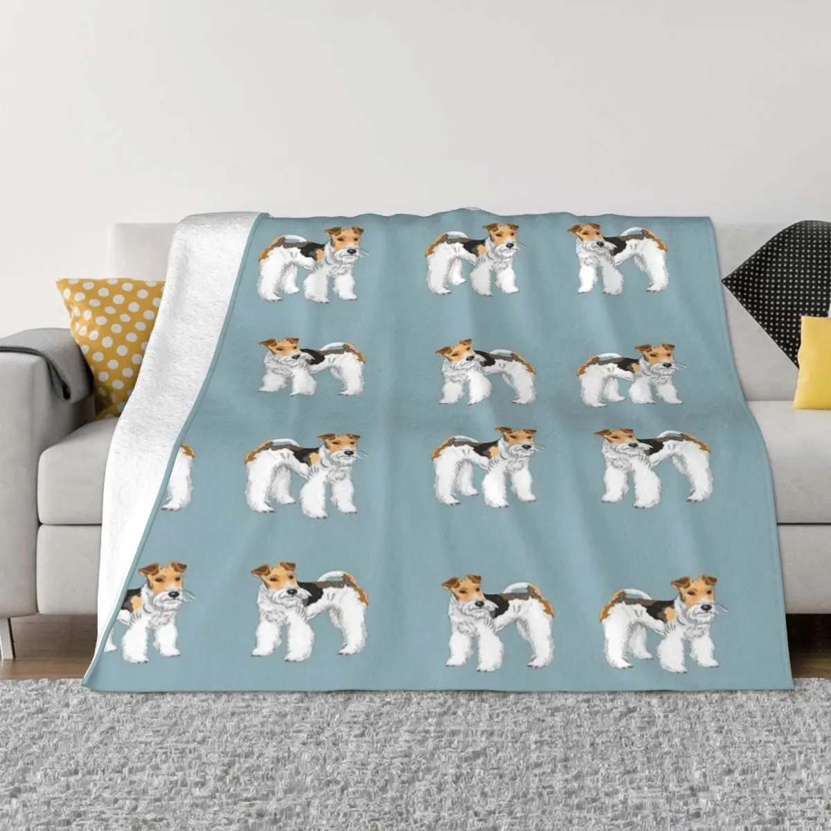 

Retro Wire Haired Fox Terrier Design Quilt Knee Blanket Winter Blankets Custom Blanket Personalized Throw Blanket