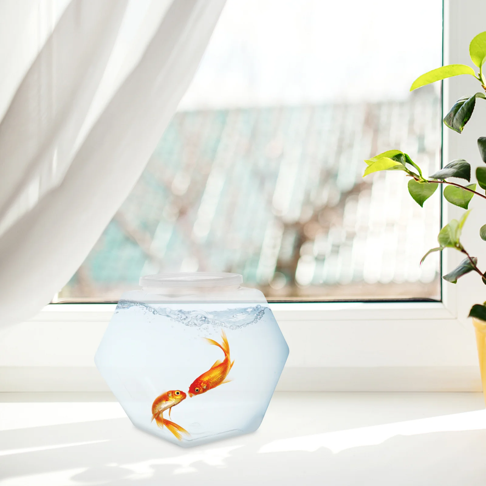 

2Pcs Desktop Small Aquarium Plastic Container Fish Tank for Home Office Decor Clear Shatterproof Portable Fish Bowl Scene