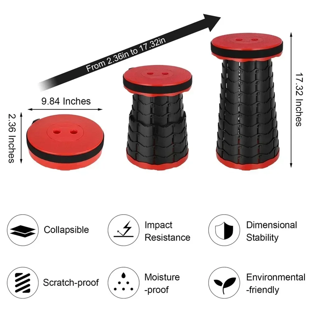 1pc-ポータブル伸縮スツール屋外キャンプチェア軽量プラスチックキューイングチェア釣り椅子折りたたみ椅子
