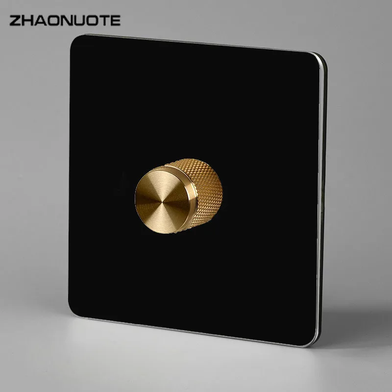 86 Type Stainless Steel Panel 100-500 W 200-250V Dimmer Switch Gold Knob for Home Decoration