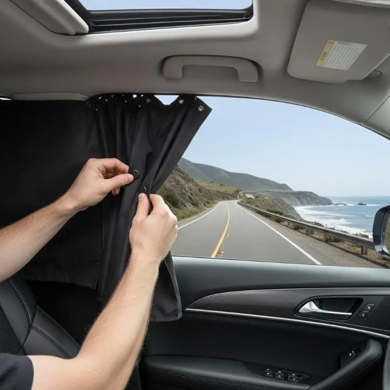 Universal Car Curtain Set for Privacy Blocking Sunlight UV Shade for Sleep Camping Travel Night 2 or 4pcs