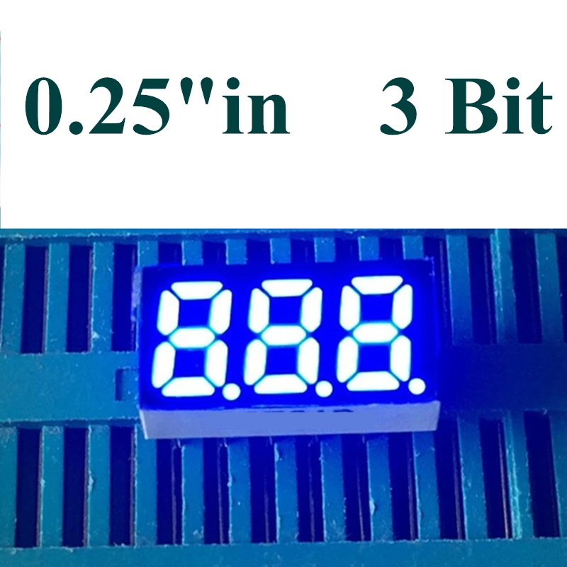 

20PCS 0.25" Blue 7 Segment display 3 Bit Digital Tube 0.25 inch LED Display 15*8*4mm Commom anode cathode