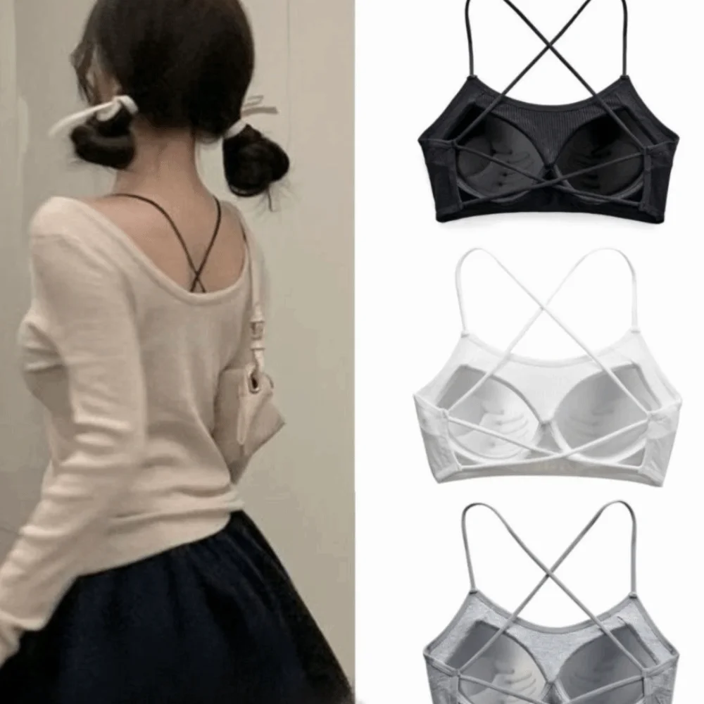 Cross Back Cross Strap Sports Bra Thin Push Up Breathable Yoga Crop Top Shock Resistant Running Vest Fitness Training