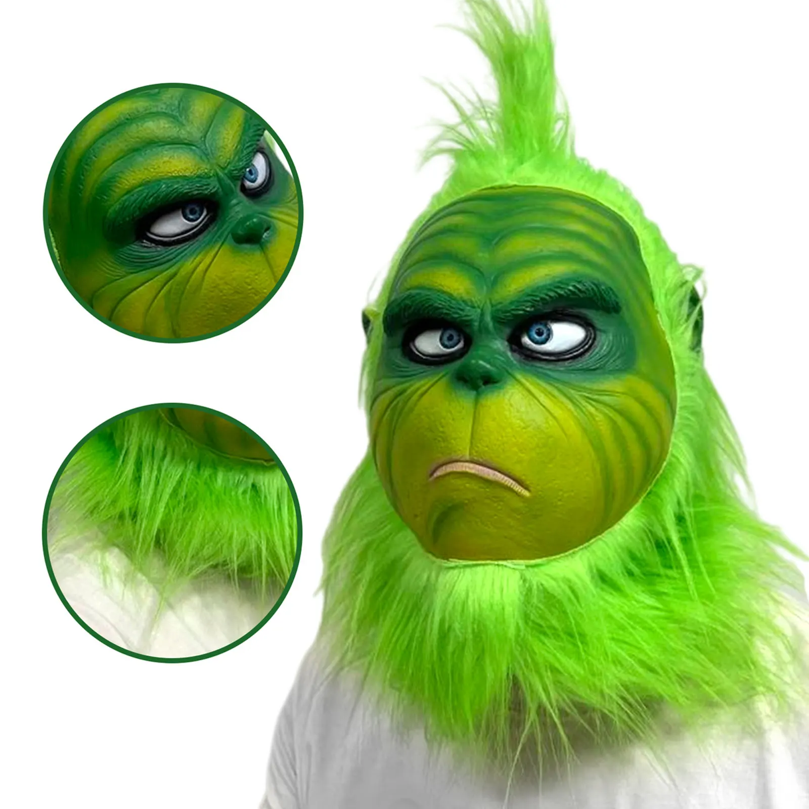 Latex Grinch Mask Christmas New Green Monster Mask Cartoon Costume