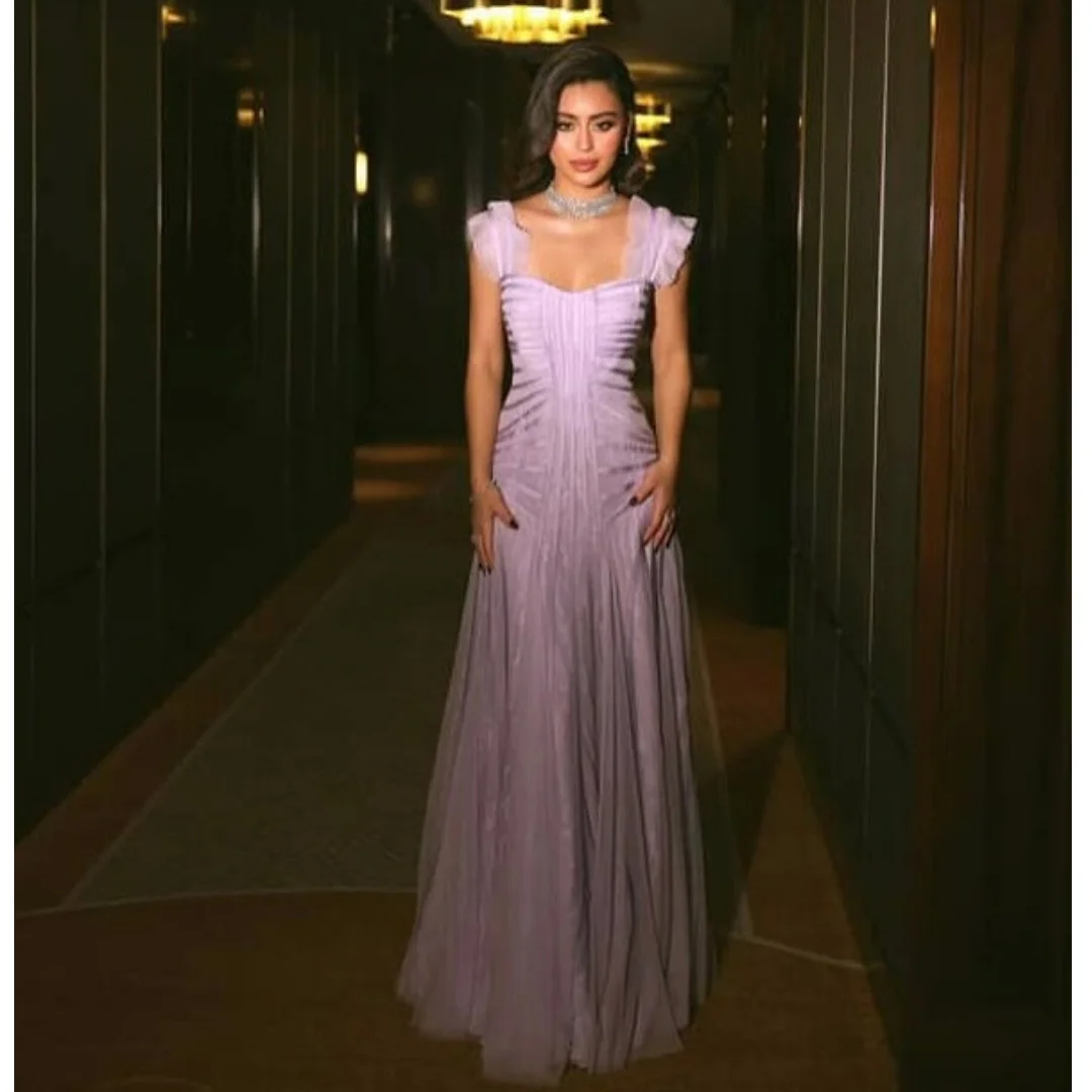

Customized Light Purple Mermaid Evening Dresses Sweetheart Sleeveless Prom Gowns Floor Length Lace Formal Party Guest Gowns