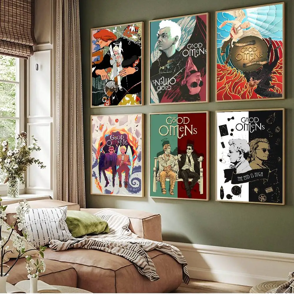 TV-Show G-Good Omens Vintage-Poster, klebrige Whitepaper-Drucke, Poster, Kunstwerk, Poster, Wandaufkleber