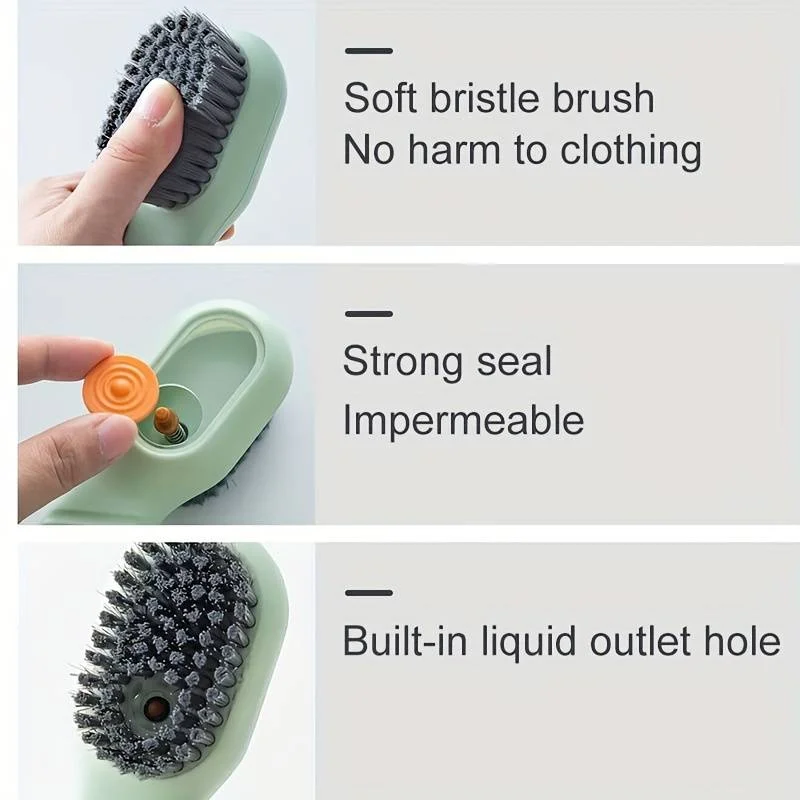 1pc Cleaning Brush Soft Bristled Liquid Shoe Brush Long Handle Brush Clothes Brush Shoe Clothing Brush Household Cleaning Tool