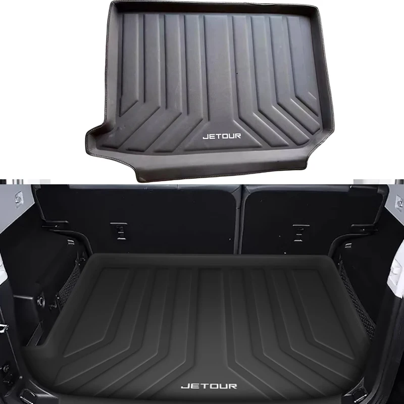 Car Trunk Integrated High-side Trunk Mat Fit for JETOUR Traveler T2 2024 Full-surround Nappa Leather Trunk Mat Modified Parts