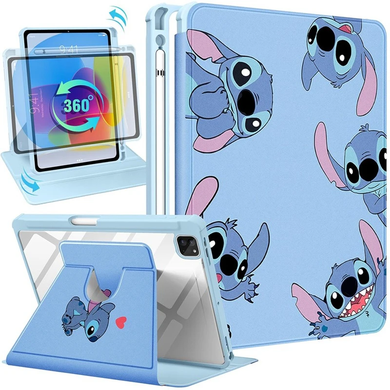 

Sky Blue Cartoon Stitch Ipad Case for Ipad 2024 Air6 11th 11inch Tablet Case 10th 10.9in Air4 9th 10.2 Mini7 8.3in Acrylic Cover