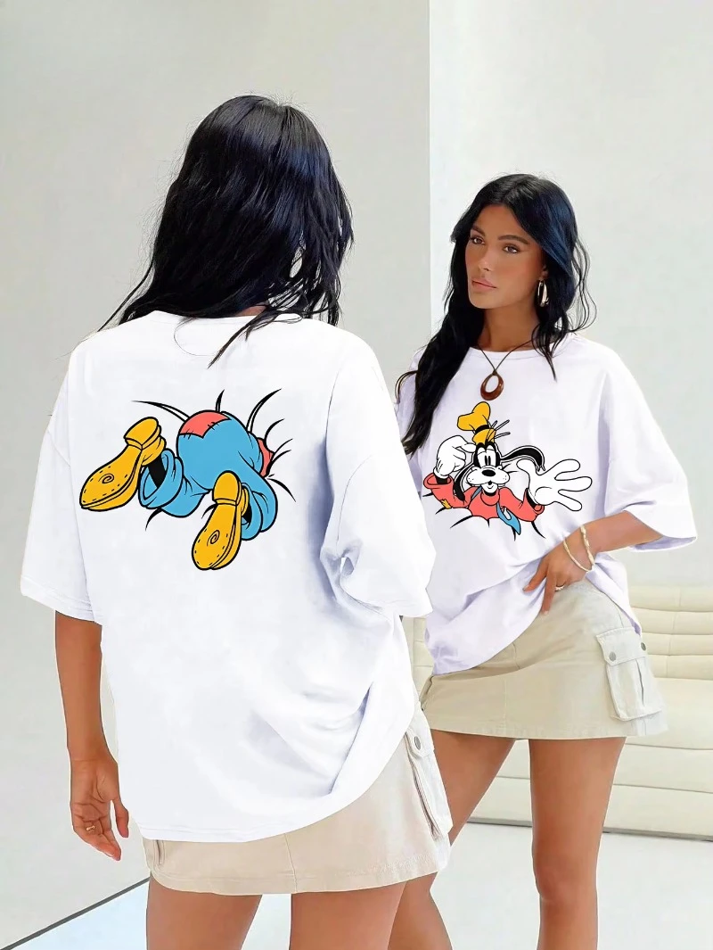 

"2025 Summer Creative Soaring Cartoon Print T-shirt cotton casual oversized short-sleeved suitable for both men and women.
