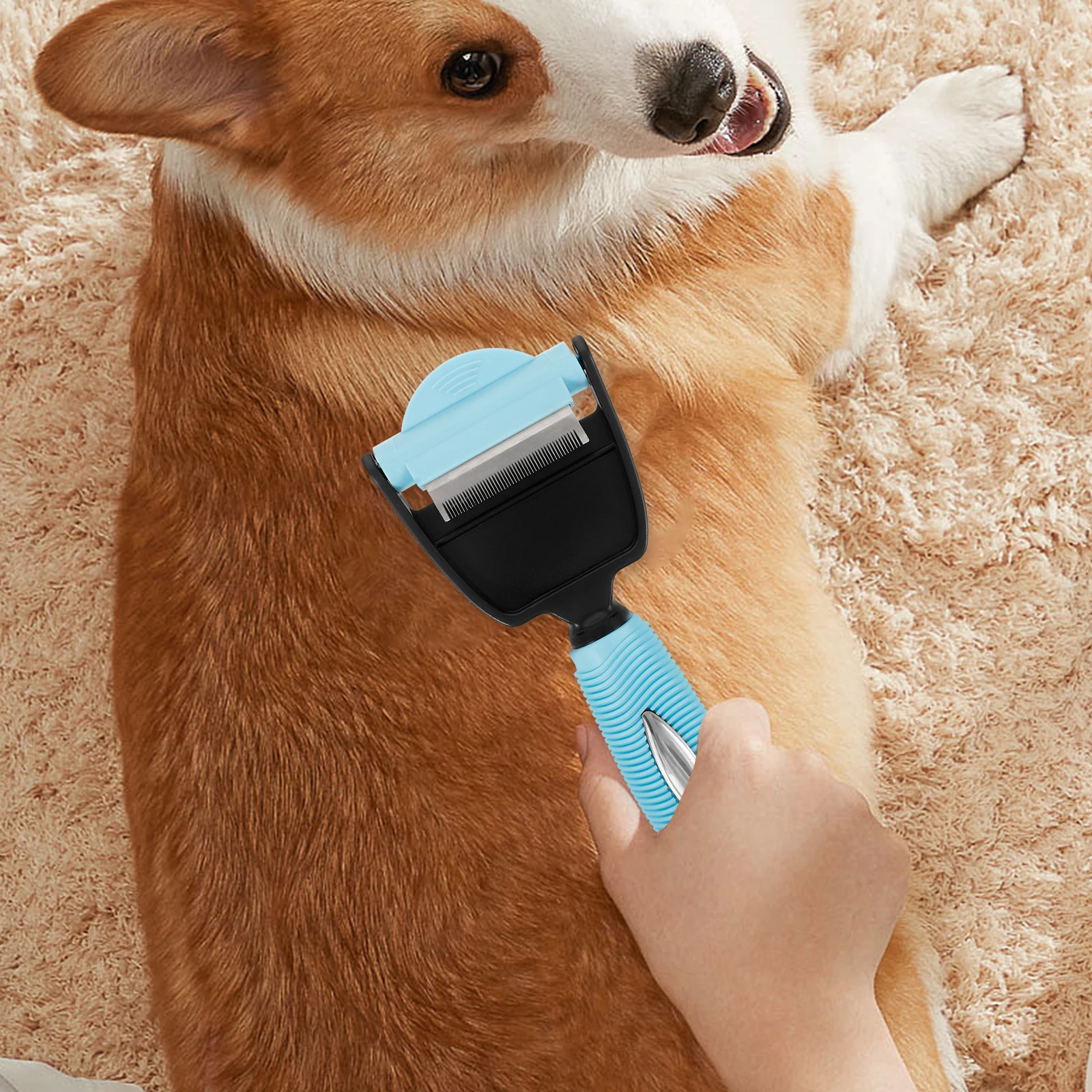 

Pet Hair Removal Comb Dog Grooming Tool Supplies Dual Purpose Combs Cleaning Deshedding Brush ABS Material Practical Quality Pet