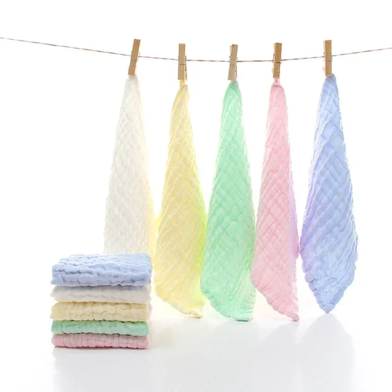 5pcs Kids Handkerchief Bath Towels Face Washcloth Muslin Squares Cotton Hand Wipe Gauze Baby Towel for Bathing Feeding 30x30cm