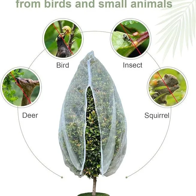 Drawstring Vegetable Garden Insect‑Proof Mesh Cover Plant Protective Net Greenhouse Fruit Tree Bird‑Proof Cover with Pull Rope