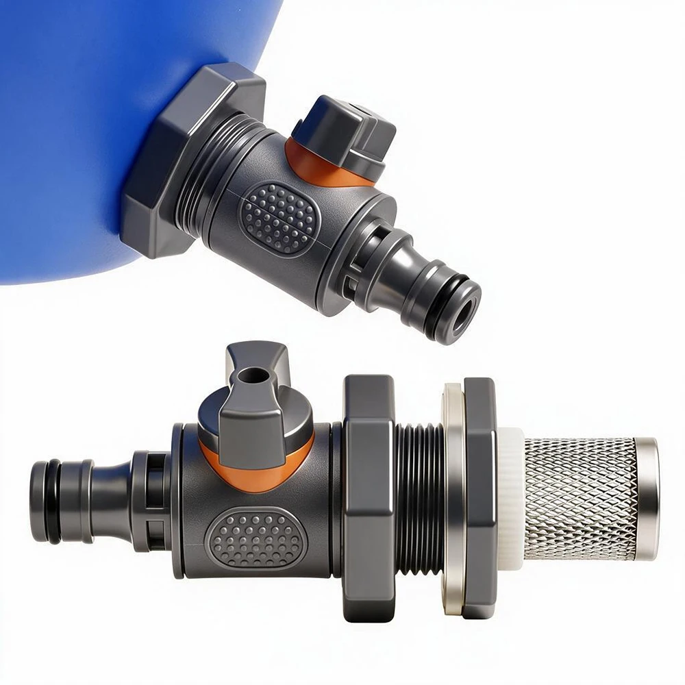 1 Set PVC IBC Adapter Kit with Shut Off Ball Valve, Leakproof Hose Connector for Rain Barrel, Aquarium, Garden Lawn Irrigation