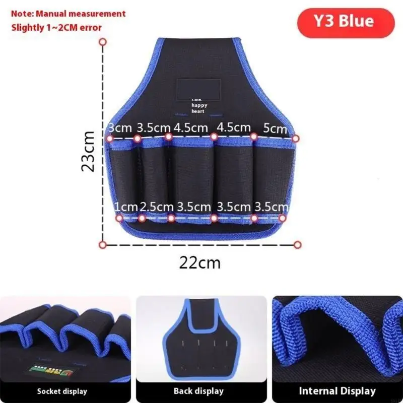 964E 5 Pocket Tool Bagous 600d Oxford Fabric Fabric Belt Lightweight Design for Electricials Carpens