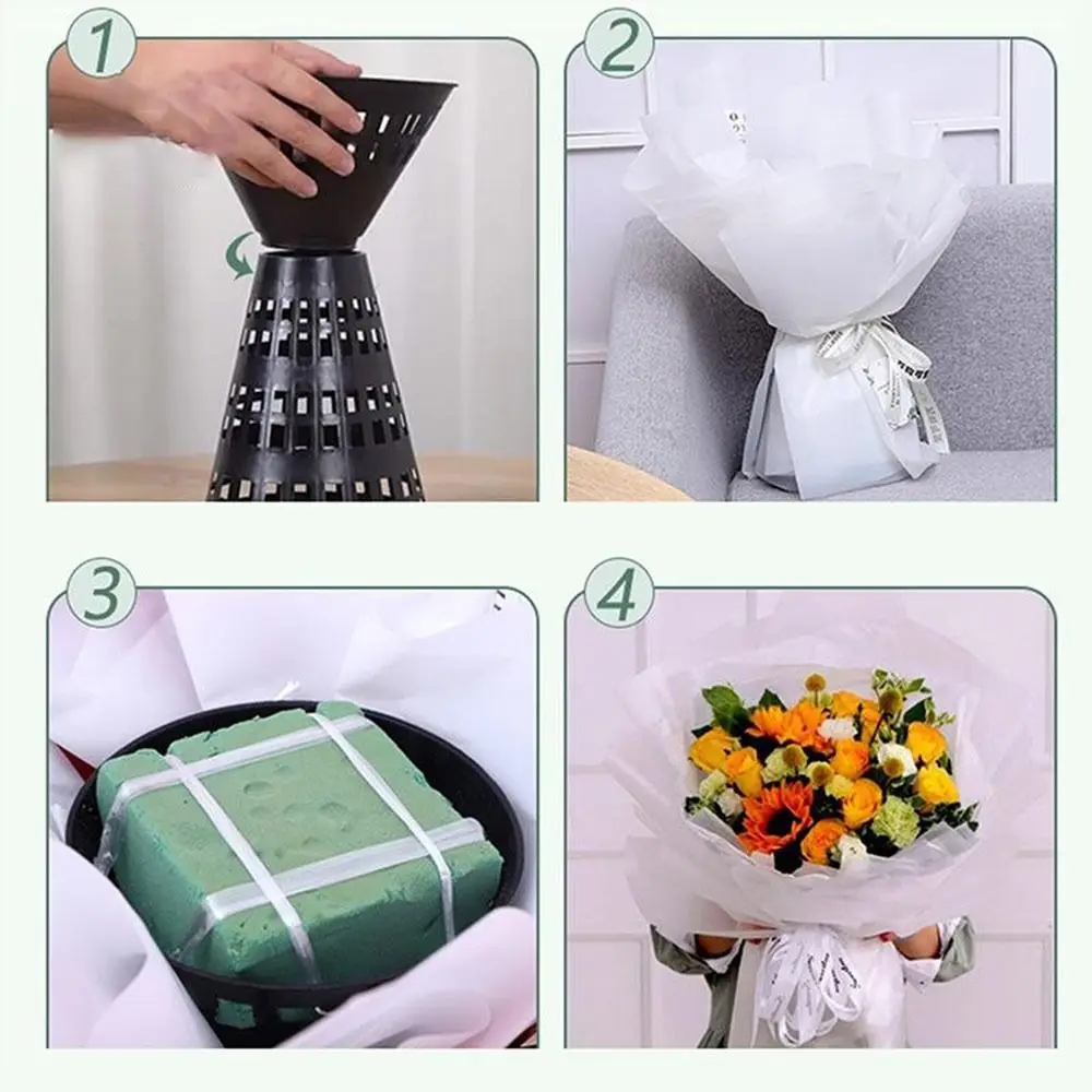Plastic Flower Packaging Liner Quick DIY Wrap Flower Base Flower Accessories Flower Bouquet Base for Flowers Store Party Shop