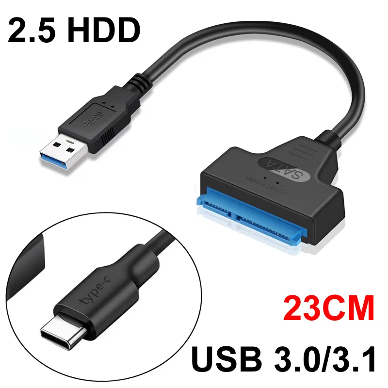 SATA To USB TYPE-C 3.1/3.0/2.0ถึง6 Gbps สำหรับภายนอกขนาด2.5นิ้ว HDD SSD SATA 3 22 Pin Adapter สายไฟ