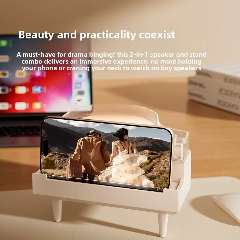 

New B169 Piano Wireless Bluetooth Speaker CD Retro Speaker Creative Desktop Decoration Small Night Light Phone Stand Speaker