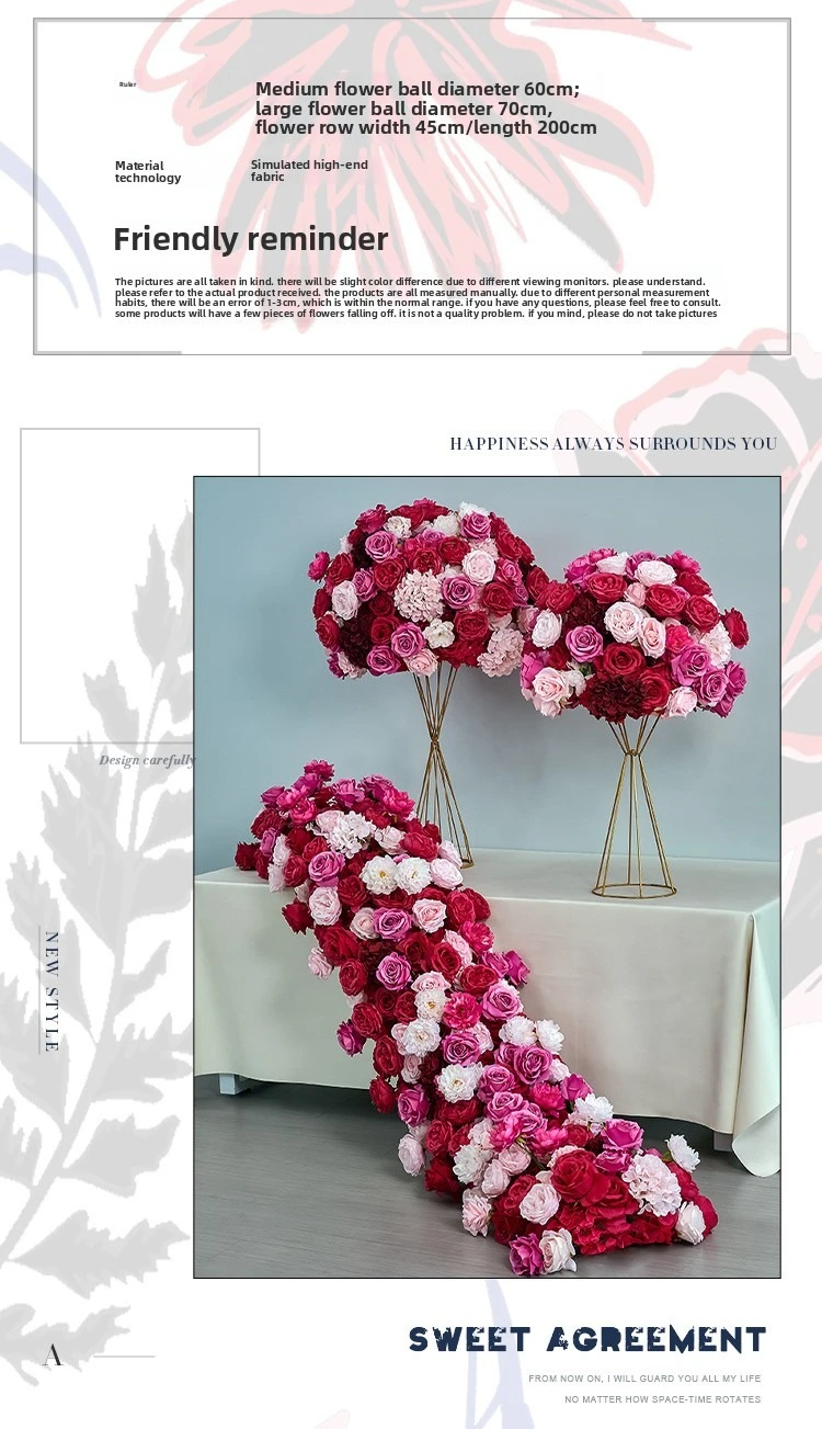 Großhandel Fuchsia Künstliche Rosenblütenkugel Hochzeitsgang-Dekoration Tisch-Mittelstück Fenster- und Ausstellungsstand Kunstblumenkugel – Detail 9