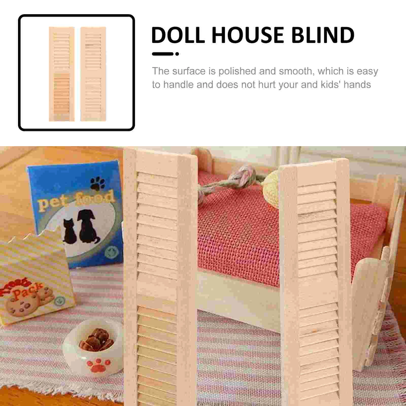 2 Pcs Mini Blinds Curtain House Small Miniature Front Door Window Toy Baby