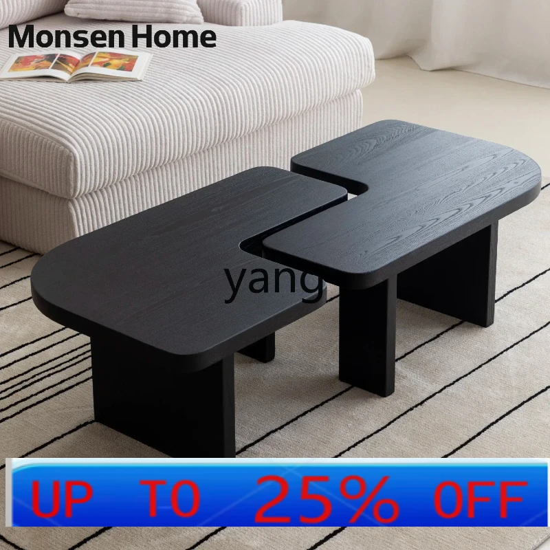 

LH black coffee table solid wood ash wood special-shaped creative low side table tea table