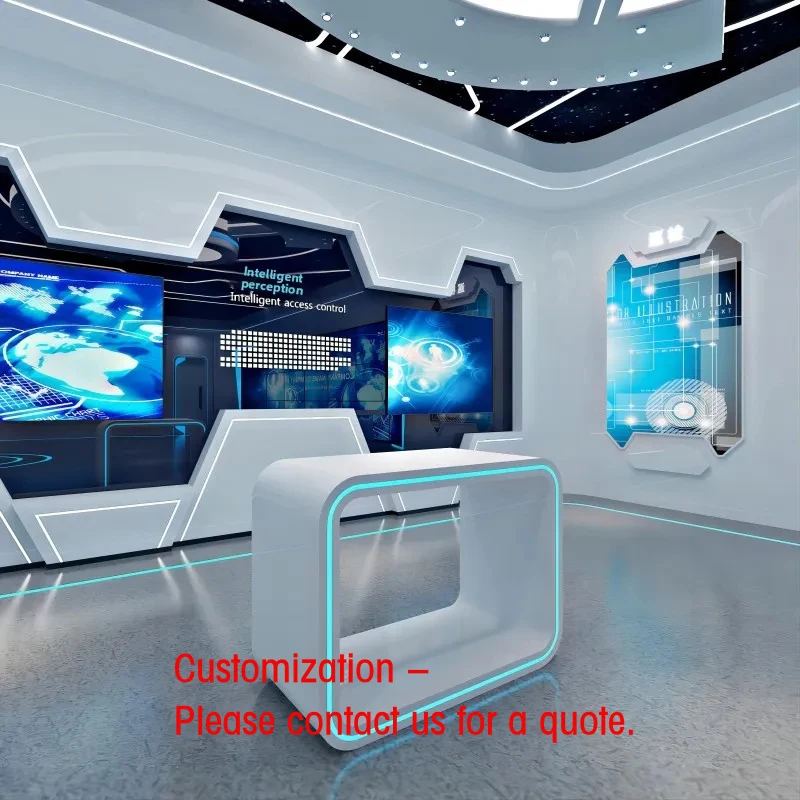 custom.Shaped Science Technology Sense Products Cabinet Circular Center Island Booth Exhibition Hall Customi