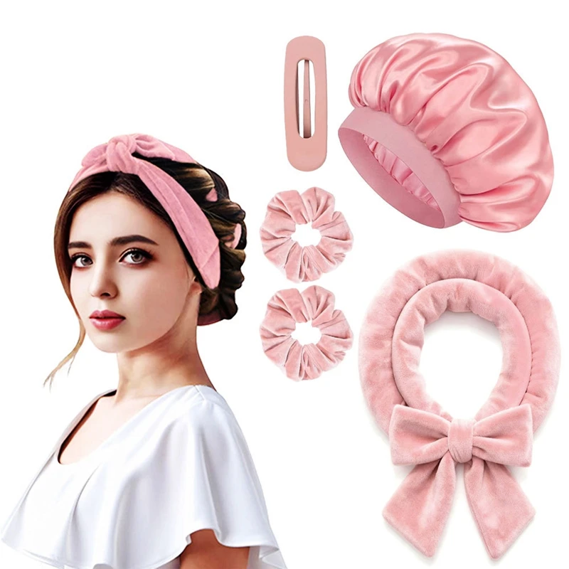 No Heat Hair Rollers Heatless Curling Rod Headband Soft Hair Curler Satin Curlers Curls Sleeping Bonnet Night Cap Styling Tools