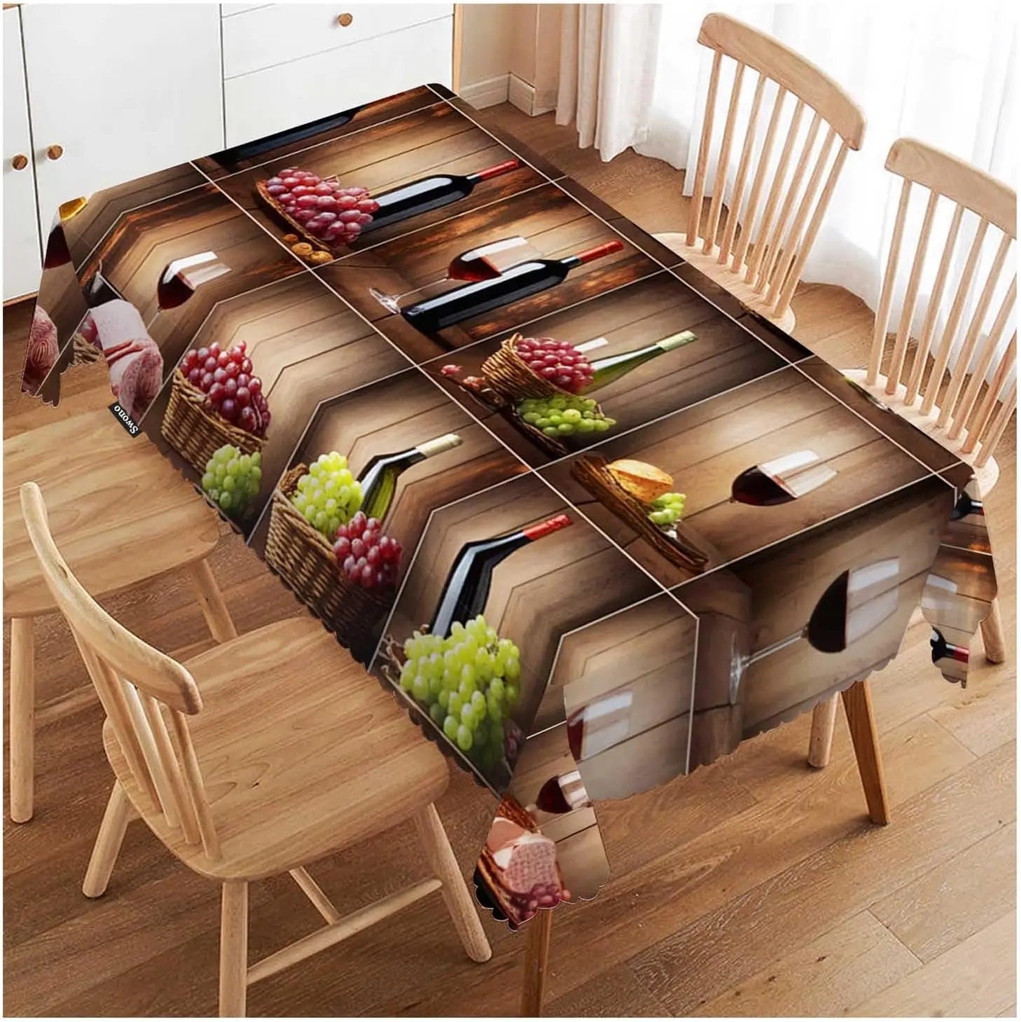 Wine Grape Charcuterie Food Print Tablecloth Dinner Table Cover Mat Gourmet Dining Room Decor Kitchen Entertaining Table Runner