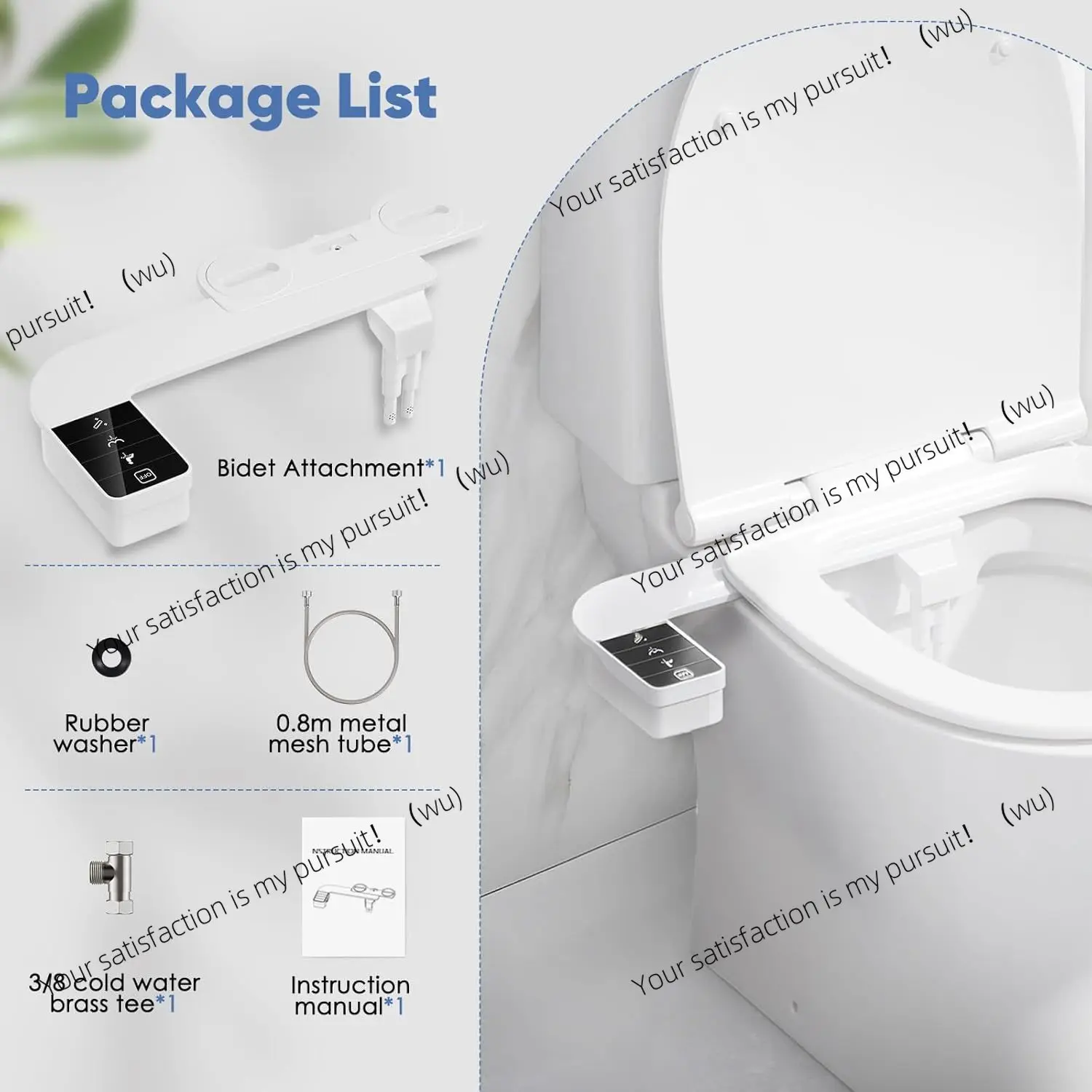 ZOCI-Self-Cleaning Nozzle,Non-Electric Self-Cleaning Bidet Attachment,Side Arm Control Ultra Thin Design Toilet Seat Dual Nozzle