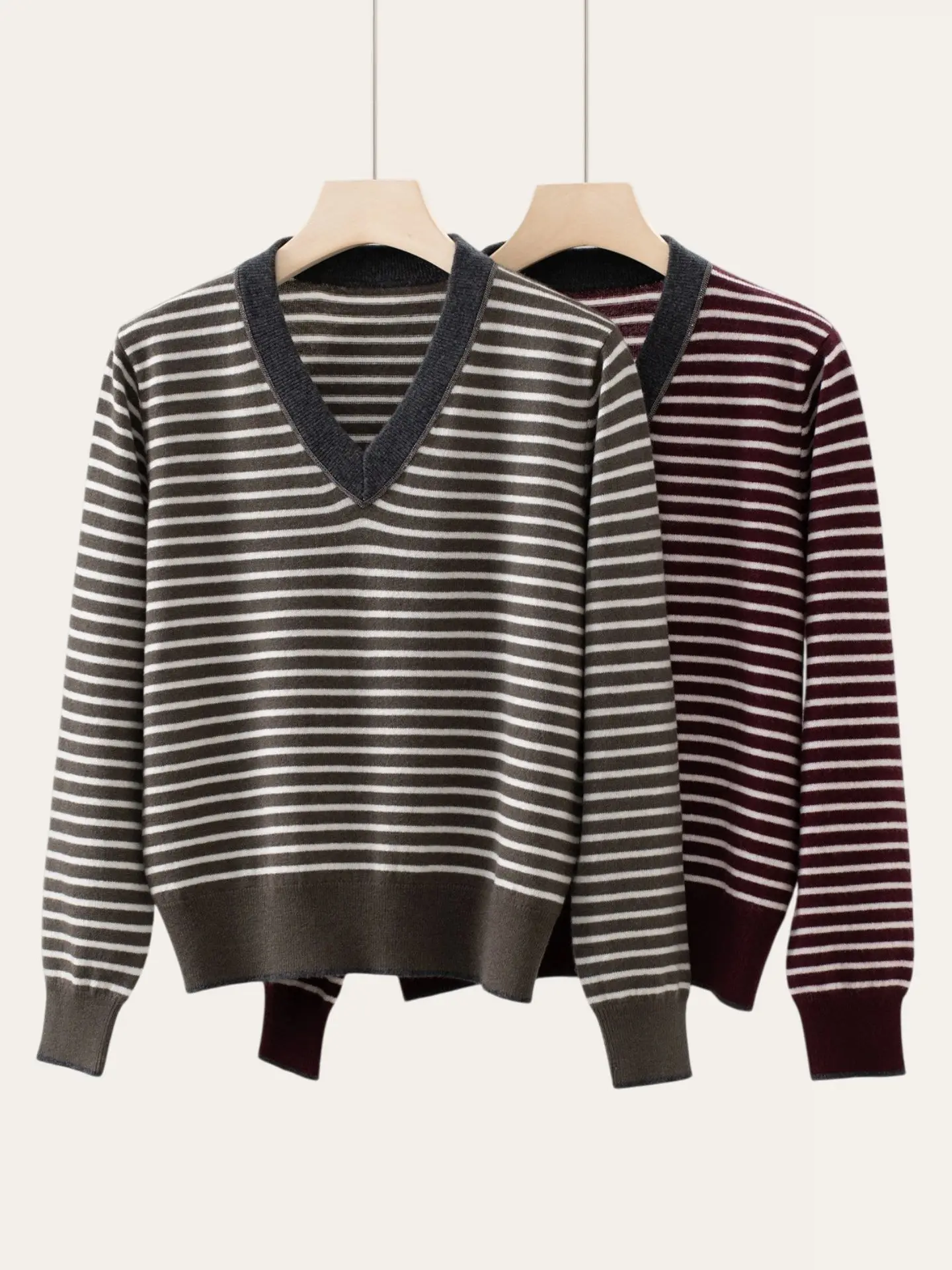 

Осенне-зимний женский трикотаж Camere V-Ne Stripe Long Sve, повседневный универсальный удобный мягкий вязаный свитер для дома...