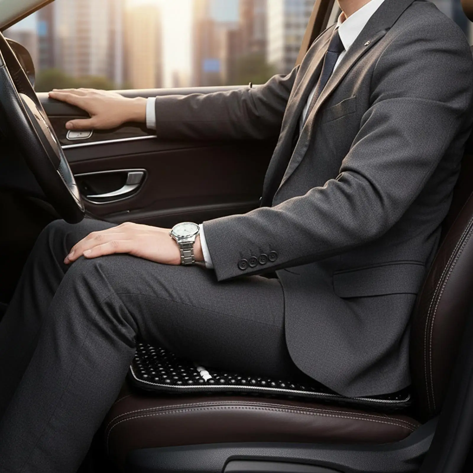 

Летний массажный чехол-накладка на сиденье, квадратный, многофункциональный, прочный, с деревянными бусинами, охлаждающая подушка для автомобиля и внедорожника