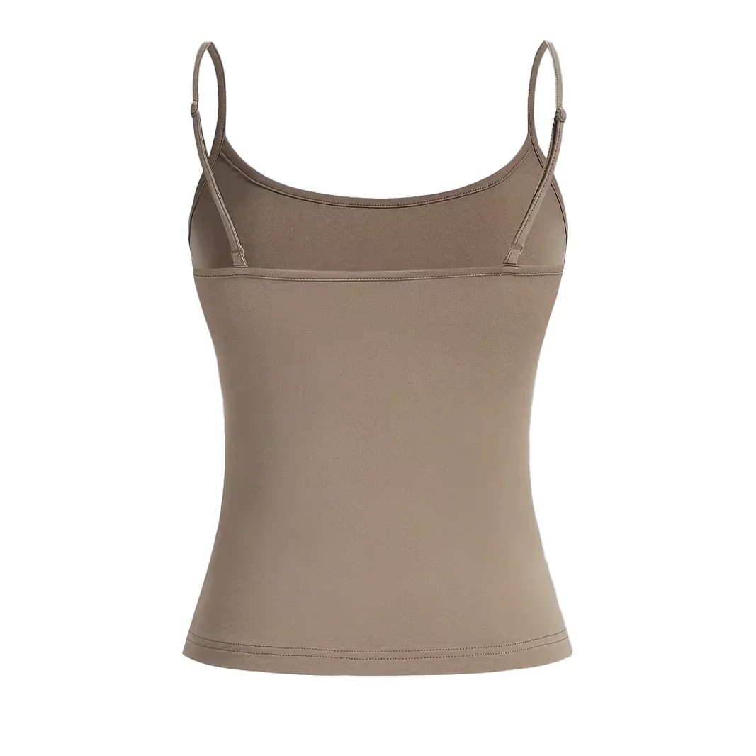 Summer Fashion Versatile Casual Breathable Micro Elastic Fabric Sleeveless Strap Top New Women Tank Top Strap Slim Top