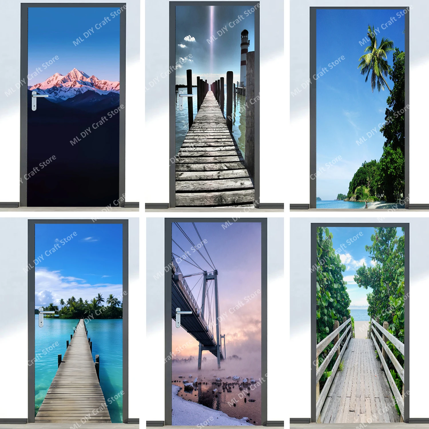 Natural Scenery Waterfall Self-adhesive Vinyl Refrigerator Door Sticker Flowing Refrigerator Kitchen Furniture Decoration Mural