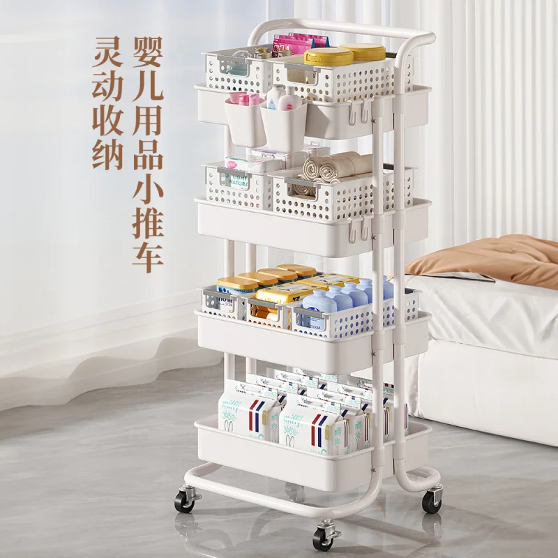 Custom Small Cart Storage Rack Kitchen Floor Multi-layer Bathroom Toilet Mobile Bedroom Snack Storage Rack