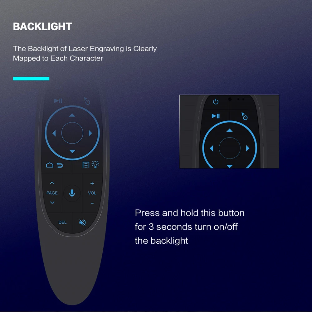 Backlit Air Mouse Smart Voice Remote Control G10S Pro Wireless Gyro Sensing Smart Remote Control IR Learning