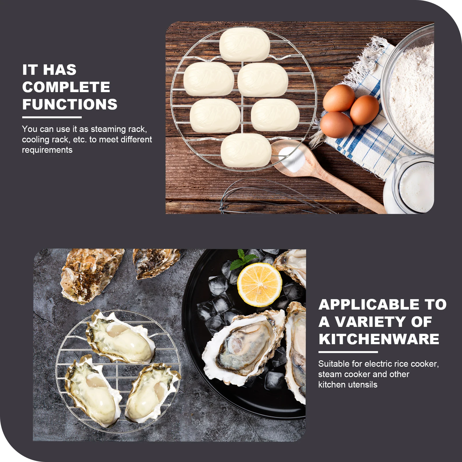 

Premium Stainless Steel Steamer Rack Multi Functional Kitchen Gadget for Steaming Fish Eggs Vegetables Cooling and Baking Needs