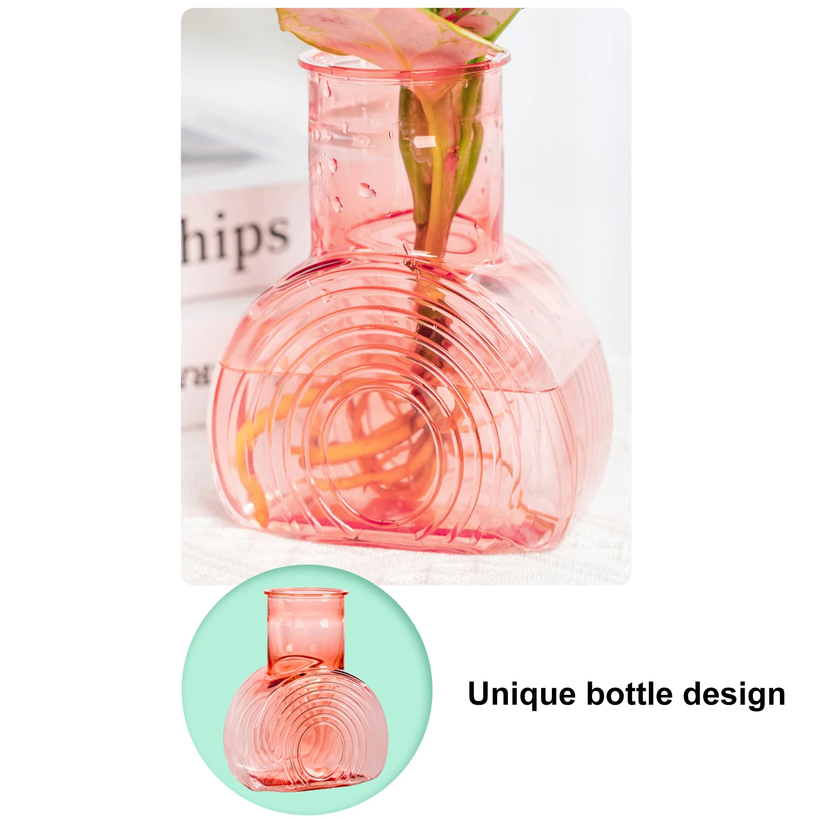 Mini Hydroponic Transparent Plastic Flower Pot Simulated Glass Plant Flower Vase Resin Decorative Plant Pot Colorful Bottle