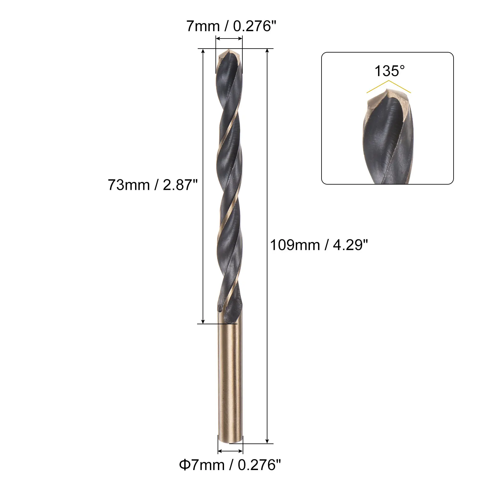 2pcs High Speed Steel Twist Jobber Drill Bit 7/8/9/10/11/12/13mm Titanium Nitride Coated M2 for Handheld Drills Drilling Machine