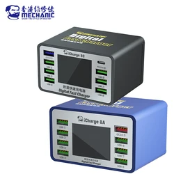 MECHANIC Fast Charger ICharge 8A 8C 8 Ports for Mobile Phone Ipad Charging With LCD Dsplay Support QC 3.0 Smart Charge